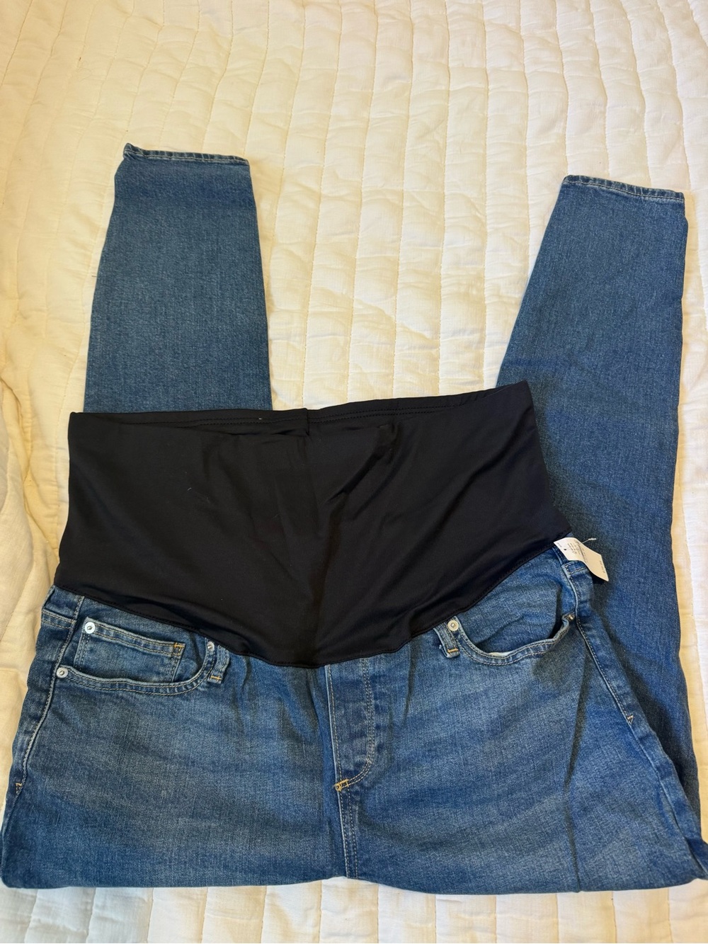 GAP Maternity Blue Denim Jeans with Black Stretch Panel